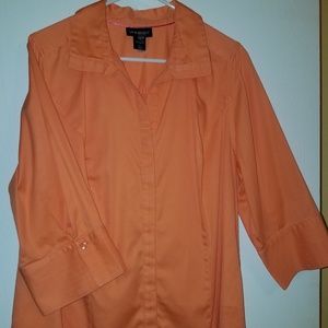 Tangerine 3/4 Sleeves Botton-up Blouse